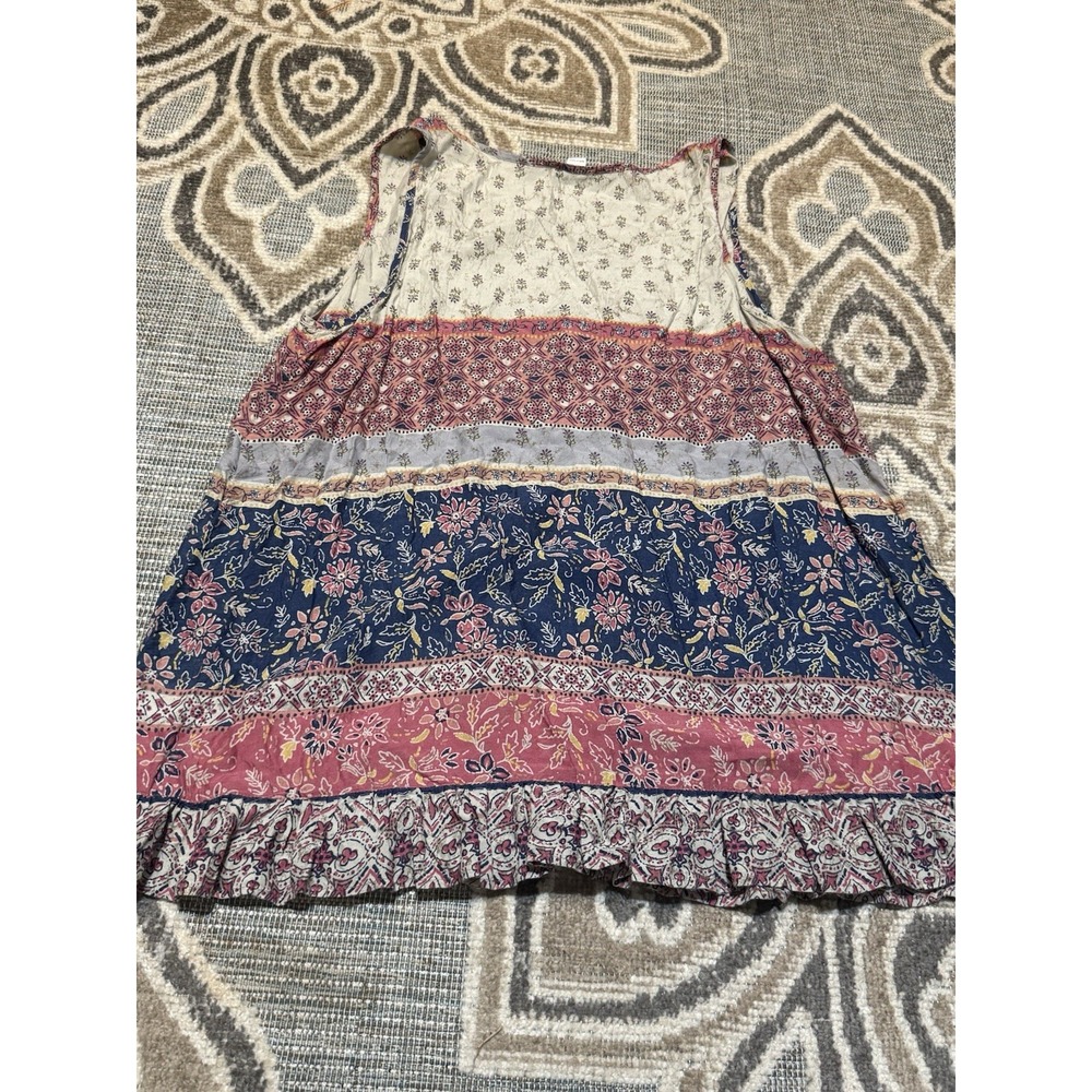 bll new york sleeveless boho floral ruffeled patchwork tank top
